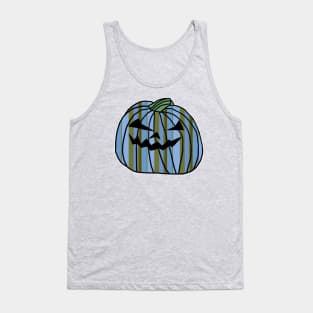 Blue Green Stripes Halloween Horror Pumpkin Tank Top